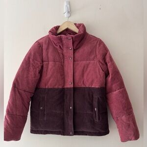 Bohme Corduroy Pink & Purple Zip Up Botton Puff Jacket
